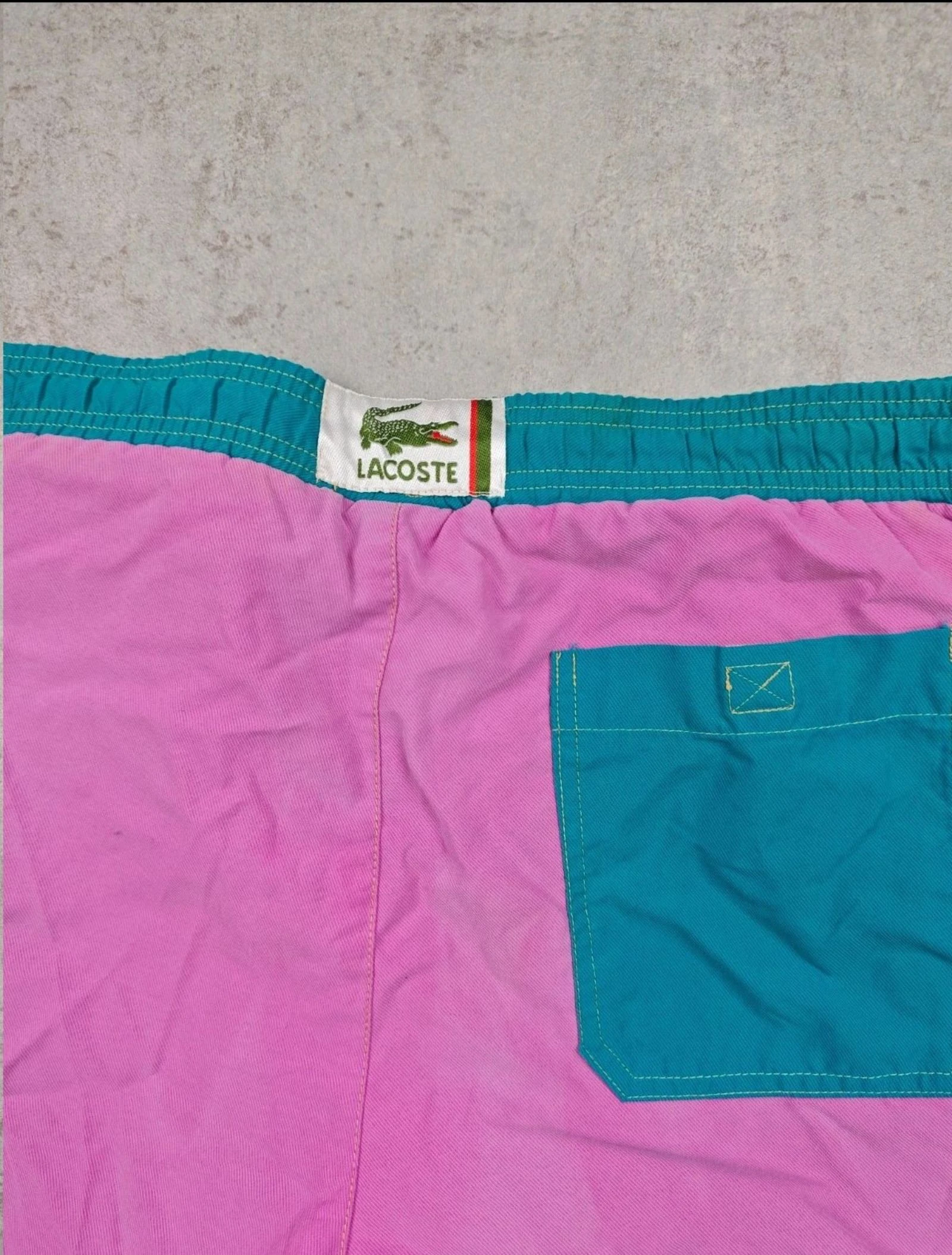 Lacoste Vintage Swim Shorts Colorblock Pink Teal Old Money Preppy Y2K 90s Retro Beachwear  XL – photo 5